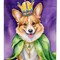Edge Collections - 28" X 40" - Multicolor - Corgi King of Mardi Gras - 1 Piece